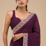 Purple Zariwork Soft Silk Saree
