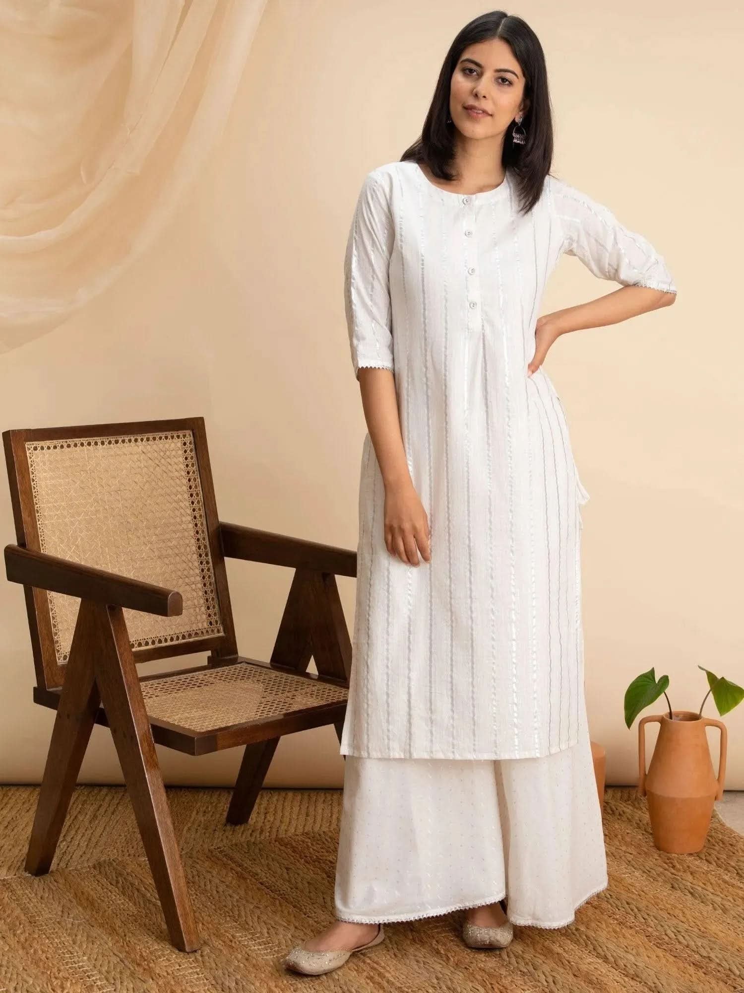 white-woven-design-cotton-kurta-libas-1-27530071474326.jpg White Woven Design Cotton Kurta - Image 1